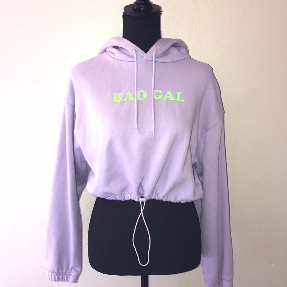 FOREVER 21 “bad gal” cropped hoodie
